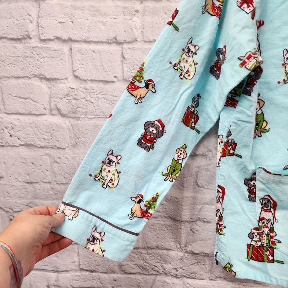 P.J. SALVAGE 2 Piece "Christmas Dogs" Flannel Lounge PJ/Pajama Set - Picture 4 of 8